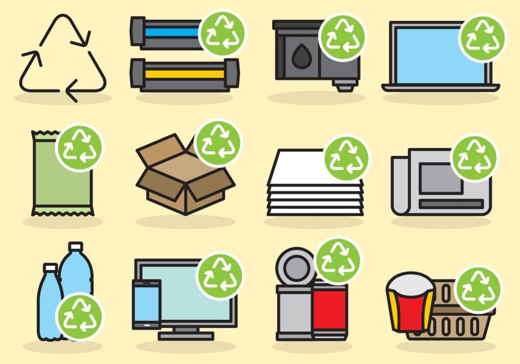 cute recycling icons vector